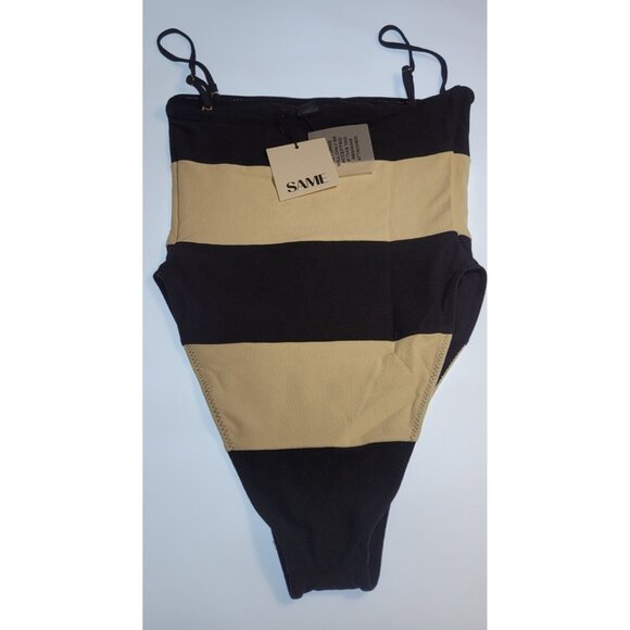 SAME Los Angeles One Piece Swimsuit Womens  Color  Suede Cream/Black Size Large - Picture 3 of 10